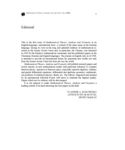 [PDF] Mathematical Physics, Analysis and Geometry - Volume 1 V. A. Marchenko, A. Boutet de Monvel, H. McKean (Editors)