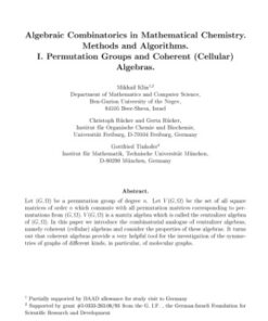 [PDF] Algebraic combinatorics in mathematical chemistry Klin M., et al.