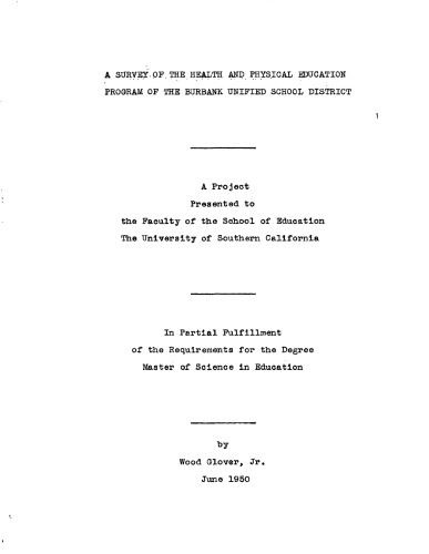 {pdf} A survey of the health and physical education program of the Burbank Unified School District Glover, Wood
