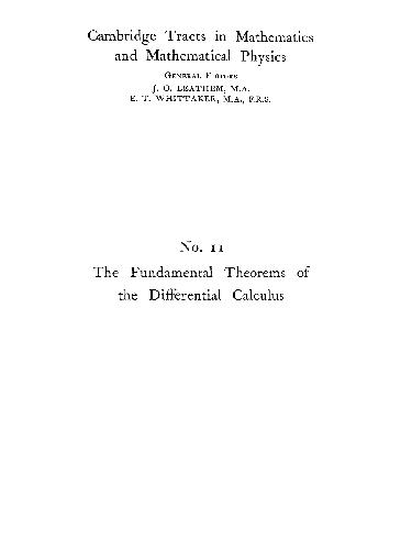 [PDF] The fundamental theorems of the differential calculus W. H Young