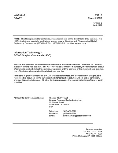{PDF} SCSI-3 Graphics Commands (SGC r00) T10 Technical Committee