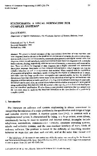 {PDF} Statecharts. A Visual Formalism for Complex Systems David Harel