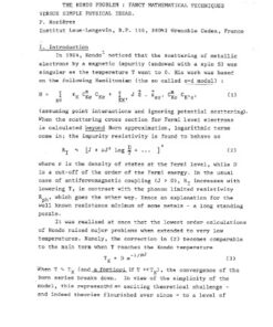 {pdf} The Kondo Problem: Fancy mathematical techniques versus simple physical ideas P. Nozi?res