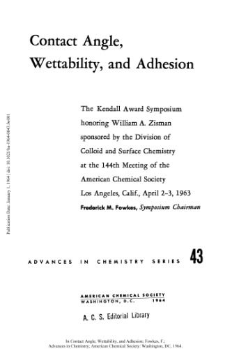 [PDF] Contact Angle, Wettability, and Adhesion Gould R.F. (ed.)