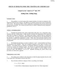 {pdf} OECD Guidelines for the Testing of Chemicals / Physical-Chemical properties Test No. 102: Melting Point/ Melting Range. OECD