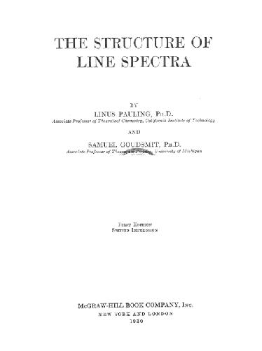 [PDF] The Structure of Line Spectra Linus Pauling