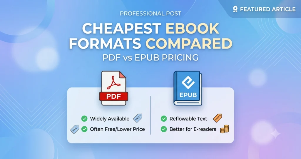 cheapest ebook formats compared PDF vs EPUB pricing chart